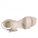 Sandalia con hebilla para mujer en piel rosada claro tacon 3 - Tallas disponibles:  32, 34, 35, 42, 43, 44, 45