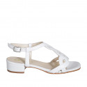 Sandale pour femmes en cuir tressé blanc talon 3 - Pointures disponibles:  32, 44