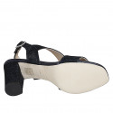 Sandalia para mujer en tejido brillante azul oscuro tacon 7 - Tallas disponibles:  35