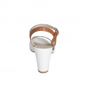 Sandale pour femmes avec courroie en cuir blanc et cognac talon 7 - Pointures disponibles:  32, 34, 35, 42, 43, 45