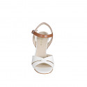 Sandale pour femmes avec courroie en cuir blanc et cognac talon 7 - Pointures disponibles:  32, 34, 35, 42, 43, 45