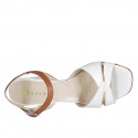 Sandale pour femmes avec courroie en cuir blanc et cognac talon 7 - Pointures disponibles:  32, 34, 35, 42, 43, 45