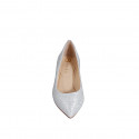 Decolté a punta da donna in tessuto laminato glitterata argento tacco 5 - Misure disponibili: 32, 33, 34, 35, 44, 45