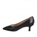 Escarpin à bout pointu pour femmes en cuir noir avec talon 5 - Pointures disponibles:  32, 35, 43, 44