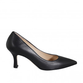 Escarpin pour femmes à bout pointu en cuir noir avec talon 7 - Pointures disponibles:  32, 33, 44
