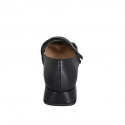 Mary Jane pour femmes avec bout rondu et deux courroies en cuir noir talon 3 - Pointures disponibles:  32, 45