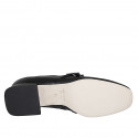 Mary Jane pour femmes avec bout rondu et deux courroies en cuir noir talon 3 - Pointures disponibles:  32, 45