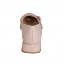 Mary Jane pour femmes avec bout rondu et deux courroies en cuir rose clair  talon 3 - Pointures disponibles:  32, 44
