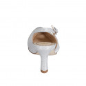 Slingback à bout pointu pour femmes en tissu laminé scintillant argent talon 7 - Pointures disponibles:  33, 35, 43, 44, 45