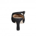 Slingback à bout pointu pour femmes en tissu laminé scintillant noir talon 7 - Pointures disponibles:  32, 33, 34, 35, 43, 44, 45