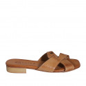 Mule para mujer en piel cognac tacon 2 - Tallas disponibles:  32, 33, 34, 35, 42, 43, 45