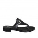 Chanclas de dedo con accesorio para mujer en piel negra tacon 2 - Tallas disponibles:  32, 35, 43, 44