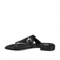 Chanclas de dedo con accesorio para mujer en piel negra tacon 2 - Tallas disponibles:  32, 35, 43, 44