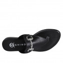 Chanclas de dedo con accesorio para mujer en piel negra tacon 2 - Tallas disponibles:  32, 35, 43, 44