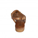 Sandale entredoigt pour femmes en cuir cognac avec accessoire talon 2 - Pointures disponibles:  32, 35, 42, 43, 44, 45