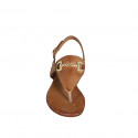 Sandale entredoigt pour femmes en cuir cognac avec accessoire talon 2 - Pointures disponibles:  32, 35, 42, 43, 44, 45