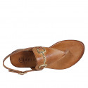 Sandale entredoigt pour femmes en cuir cognac avec accessoire talon 2 - Pointures disponibles:  32, 35, 42, 43, 44, 45