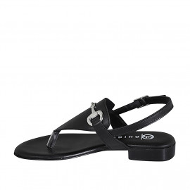 Sandale entredoigt pour femmes en cuir noir avec accessoire talon 2 - Pointures disponibles:  32, 42 2