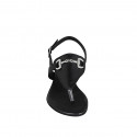Sandale entredoigt pour femmes en cuir noir avec accessoire talon 2 - Pointures disponibles:  32, 34, 35, 42, 43, 44