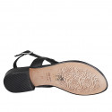 Sandale entredoigt pour femmes en cuir noir avec accessoire talon 2 - Pointures disponibles:  32, 34, 35, 42, 43, 44