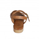 Sandale pour femmes avec courroie en cuir cognac talon 2 - Pointures disponibles:  32, 35, 42, 43, 44, 45