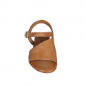 Sandale pour femmes avec courroie en cuir cognac talon 2 - Pointures disponibles:  32, 35, 42, 43, 44, 45