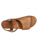 Sandale pour femmes avec courroie en cuir cognac talon 2 - Pointures disponibles:  32, 35, 42, 43, 44, 45