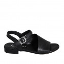 Sandale pour femmes avec courroie en cuir noir avec talon 2 - Pointures disponibles:  32, 34, 35, 42, 43, 44