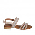 Sandalo da donna in pelle laminata rame e argento con strass tacco 2 - Misure disponibili: 32, 33, 34, 35, 44, 45