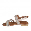 Sandalo da donna in pelle laminata rame e argento con strass tacco 2 - Misure disponibili: 32, 33, 34, 35, 44, 45