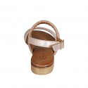 Sandalo da donna in pelle laminata rame e argento con strass tacco 2 - Misure disponibili: 32, 33, 34, 35, 44, 45