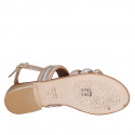 Sandalo da donna in pelle laminata rame e argento con strass tacco 2 - Misure disponibili: 32, 33, 34, 35, 44, 45
