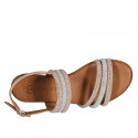 Sandalo da donna in pelle laminata rame e argento con strass tacco 2 - Misure disponibili: 32, 33, 34, 35, 44, 45
