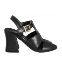Sandale avec courroie pour femmes en cuir marron foncé talon 7 - Pointures disponibles:  32, 33, 34, 35, 42, 45