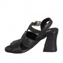 Sandale avec courroie pour femmes en cuir marron foncé talon 7 - Pointures disponibles:  32, 33, 34, 35, 42, 45