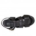 Sandale avec courroie pour femmes en cuir marron foncé talon 7 - Pointures disponibles:  32, 33, 34, 35, 42, 45