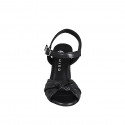Sandale pour femmes avec courroie et nœud en cuir noir talon 7 - Pointures disponibles:  32, 33, 34, 42, 43, 44, 45