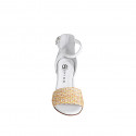 Woman's open shoe with strap in white leather and multicolored raffia heel 7 - Available sizes:  32, 33, 34, 35, 42, 43, 44