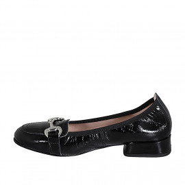 Mocasín para mujer con accesorio en charol negro tacon 2 - Tallas disponibles:  32, 35 2