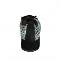 Woman's ballerina with bow and captoe in black suede and multicolored fabric heel 4 - Available sizes:  32, 33, 35, 42, 43, 44, 45