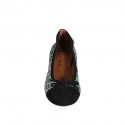 Woman's ballerina with bow and captoe in black suede and multicolored fabric heel 4 - Available sizes:  32, 33, 35, 42, 43, 44, 45