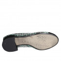 Woman's ballerina with bow and captoe in black suede and multicolored fabric heel 4 - Available sizes:  32, 33, 35, 42, 43, 44, 45