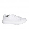 Woman's laced shoe with removable insole in white leather and braided fabric wedge heel 4 - Available sizes:  33, 35, 42, 43, 44