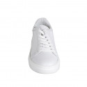 Scarpa stringata da donna con plantare estraibile in pelle e tessuto intrecciato bianco zeppa 4 - Misure disponibili: 33, 34, 35, 42, 43, 44
