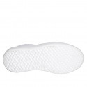 Scarpa stringata da donna con plantare estraibile in pelle e tessuto intrecciato bianco zeppa 4 - Misure disponibili: 33, 34, 35, 42, 43, 44