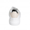 Chaussure pour femmes à lacets avec semelle amovible et fermeture éclair en cuir blanc et cuir verni rose talon compensé 4 - Pointures disponibles:  32, 34, 35, 42, 43