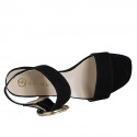 Sandale pour femmes avec boucle en daim noir talon 3 - Pointures disponibles:  32, 33, 35, 42, 44