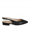 Slingback à bout pointu pour femmes en cuir noir avec talon 2 - Pointures disponibles:  34, 35, 43, 44, 45