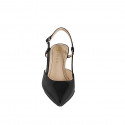 Slingback à bout pointu pour femmes en cuir verni noir talon 5 - Pointures disponibles:  35, 44, 45