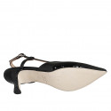 Slingback à bout pointu pour femmes en cuir verni noir talon 5 - Pointures disponibles:  35, 44, 45